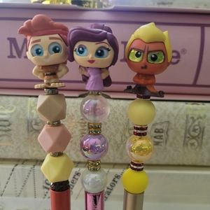 DISNEY DOORABLES HERCULES MEGARA HADES BEADED PEN SET LOT 3